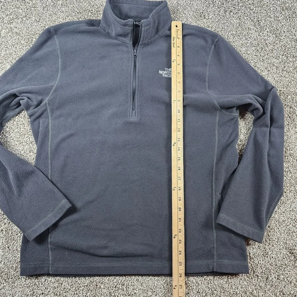 North Face Sweater Mens Medium Gray Fleece Pullover 1/4 Zip Hike Camping Casual